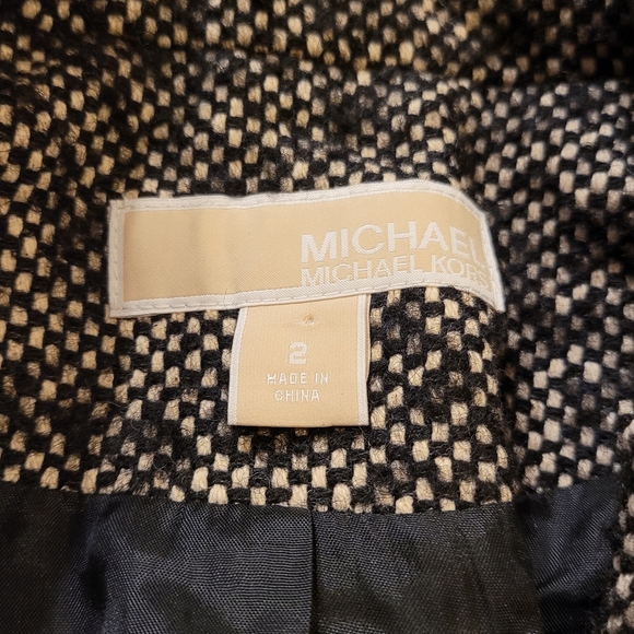 Michael Kors Tweed Wool And Faux Leather Blazer Size 2 - Picture 11 of 16